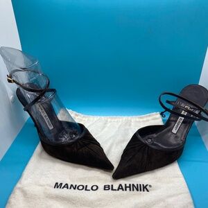 Manolo Blahnik Vintage Suede with Leather Ankle Straps